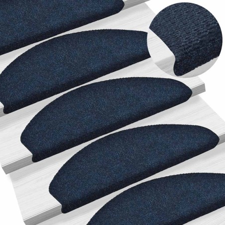 Tapis d'escalier autocollants 10 pièces 65 x 21 x 4 cm Bleu marine Demi-rond Grand 553716553716