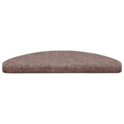 Tapis d'escalier auto-adhésifs 10 pièces 65 x 21 x 4 cm Marron clair Demi-rond Grand 553722553722