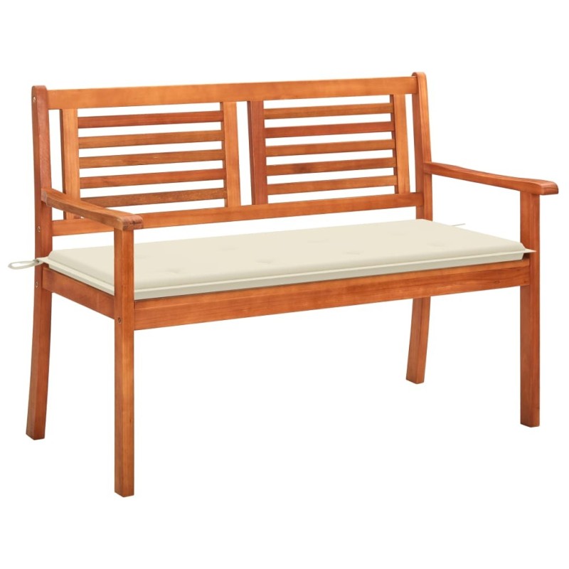 Banc de jardin 2 places avec coussin 120 cm Bois d'eucalyptus 553742553742