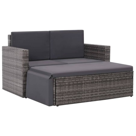 Salon de jardin 2 pcs avec coussins Résine tressée Gris 553744553744