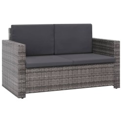 Salon de jardin 2 pcs avec coussins Résine tressée Gris 553744553744