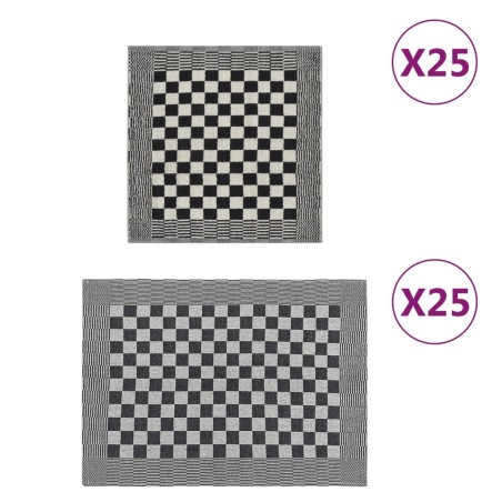 Ensemble de serviettes 50 pcs noir et blanc coton 553756553756