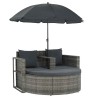 Canapé de jardin 2 places avec coussins et parasol Gris 553763553763