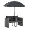 Canapé de jardin 2 places avec coussins et parasol Gris 553763553763