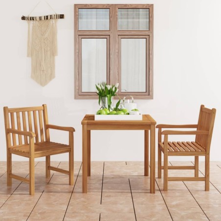Ensemble de salle à manger de jardin 3 pièces 80 x 80 cm en bois de teck massif 553773553773