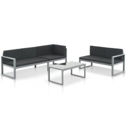 Salon de jardin 3 pcs et coussins Aluminium Noir 553776553776