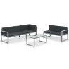 Salon de jardin 3 pcs et coussins Aluminium Noir 553776553776