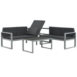 Salon de jardin 3 pcs et coussins Aluminium Noir 553776553776