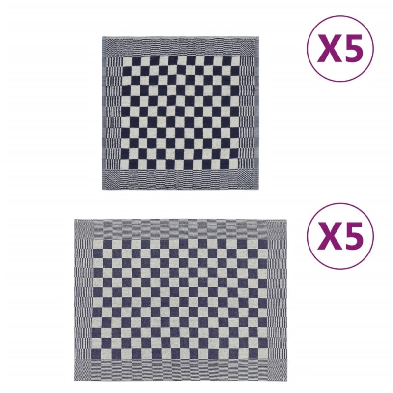 Ensemble de serviettes 10 pcs bleu et blanc coton 553782553782