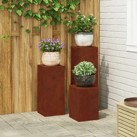 Support de Plante 3 pcs Rouillé Acier patiné 553804553804