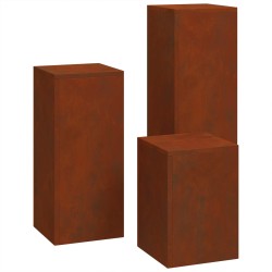 Support de Plante 3 pcs Rouillé Acier patiné 553804553804