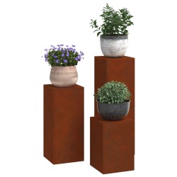 Support de Plante 3 pcs Rouillé Acier patiné 553804553804