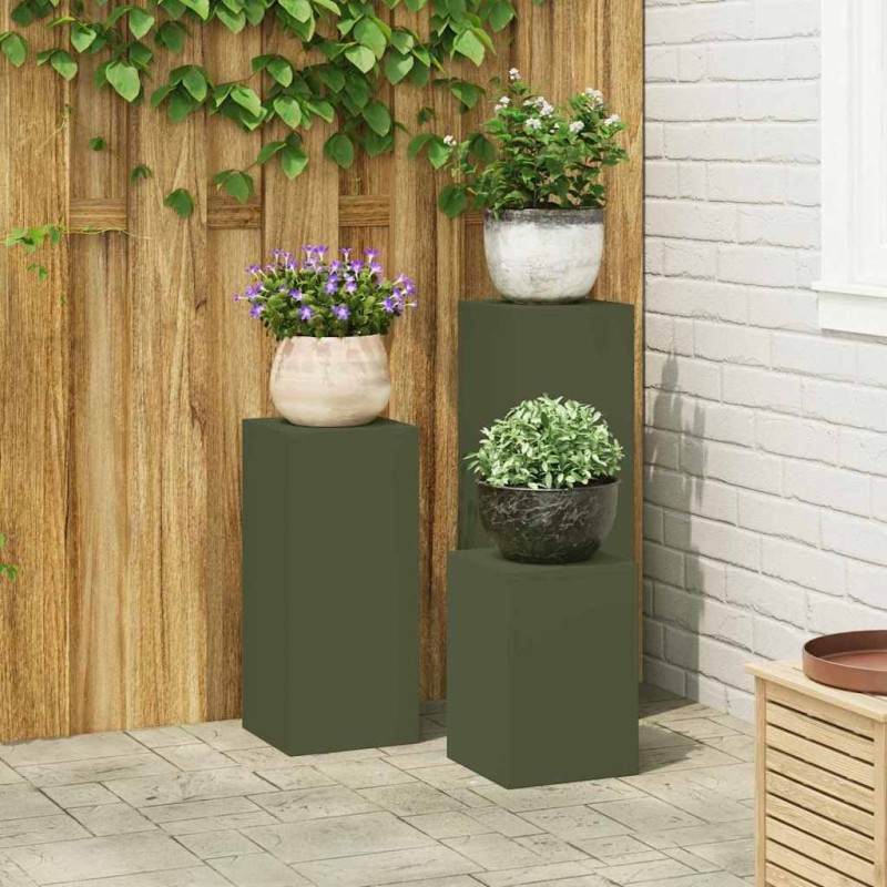 Support de Plante 3 pcs Vert olive Acier 553810553810