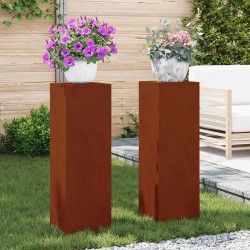 Support de Plante 2 pcs Rouillé 24 x 24 x 75 cm Acier patiné 553817553817