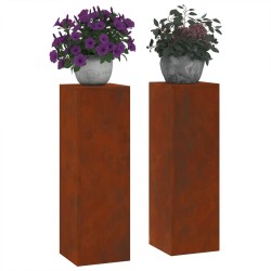 Support de Plante 2 pcs Rouillé 24 x 24 x 75 cm Acier patiné 553817553817