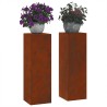 Support de Plante 2 pcs Rouillé 24 x 24 x 75 cm Acier patiné 553817553817
