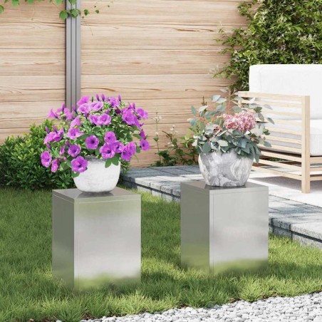 Support de Plante 2 pcs Argent 24 x 24 x 35 cm Acier inoxydable 553818553818