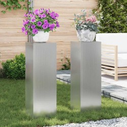 Support de Plante 2 pcs Argent 24 x 24 x 75 cm Acier galvanisé 553820553820