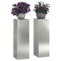 Support de Plante 2 pcs Argent 24 x 24 x 75 cm Acier galvanisé 553820553820
