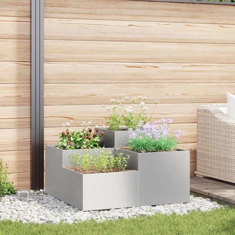Cache-pot de jardin Argent 80 x 80 x 48 cm Acier inoxydable 553823553823