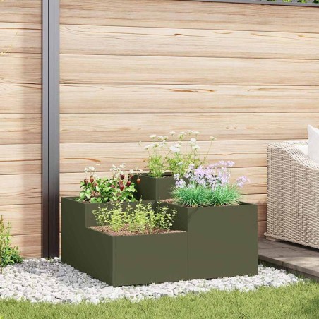 Cache-pot de jardin Vert olive 80 x 80 x 48 cm Acier 553828553828