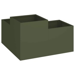 Cache-pot de jardin Vert olive 80 x 80 x 48 cm Acier 553828553828