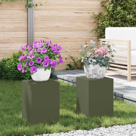 Support de Plante 2 pcs Vert olive 24 x 24 x 35 cm Acier 553858553858