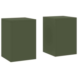 Support de Plante 2 pcs Vert olive 24 x 24 x 35 cm Acier 553858553858