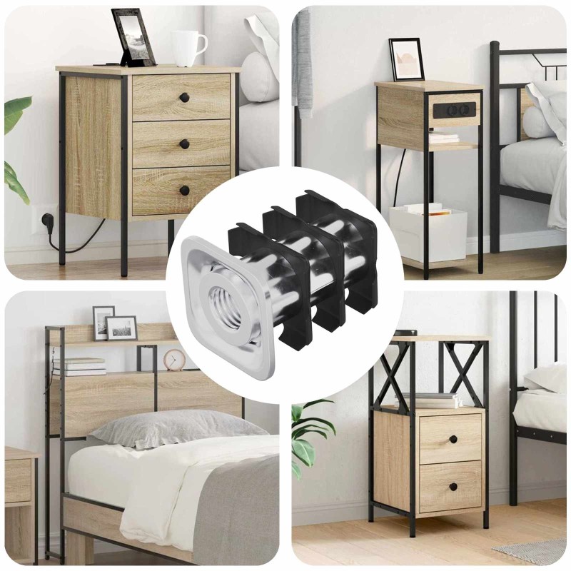 Insert de tube fileté 12 pcs Noir et argent Acier galvanisé 553862553862