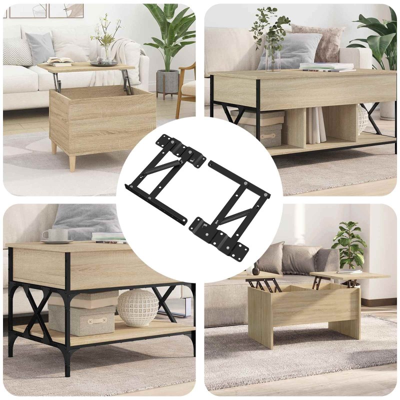 Mécanisme de levage de lit 2 pcs Noir 340 x 95 x 40 mm Fer 553877553877