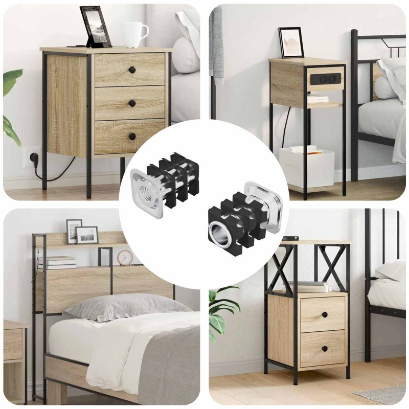 Insert de tube fileté 2 pcs Noir et argent Acier galvanisé 553879553879