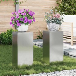 Support de Plante 2 pcs Argent 24 x 24 x 55 cm Acier galvanisé 553890553890