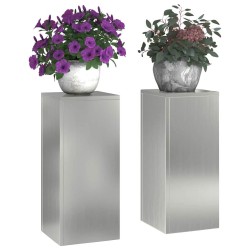 Support de Plante 2 pcs Argent 24 x 24 x 55 cm Acier galvanisé 553890553890