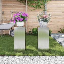 Support de Plante 2 pcs Argent 24 x 24 x 55 cm Acier galvanisé 553890553890