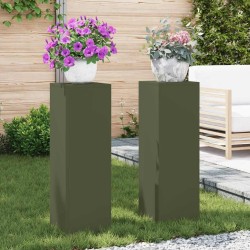 Support de Plante 2 pcs Vert olive 24 x 24 x 75 cm Acier 553894553894