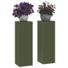 Support de Plante 2 pcs Vert olive 24 x 24 x 75 cm Acier 553894553894