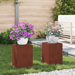 Support de Plante 2 pcs Rouillé 24 x 24 x 35 cm Acier patiné 553898553898