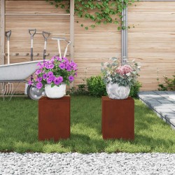Support de Plante 2 pcs Rouillé 24 x 24 x 35 cm Acier patiné 553898553898