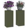 Support de Plante 2 pcs Vert olive 24 x 24 x 55 cm Acier 553902553902