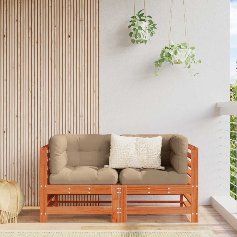 Canapé d'angle de jardin Pin massif Brun Ciré 553917553917