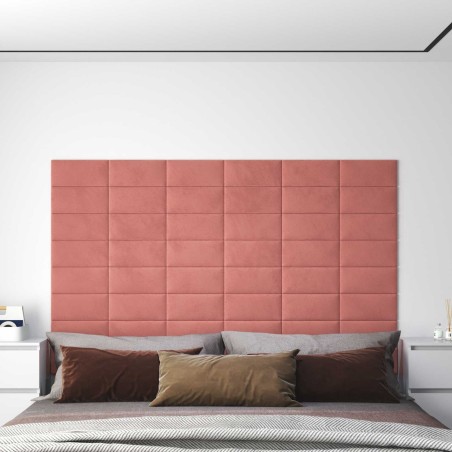 Tête de lit murale 12 pcs Rose 30 x 15 cm Velours 553918553918