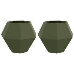Jardinière 2 pcs Vert olive 75 x 75 x 60 cm Acier 553927553927