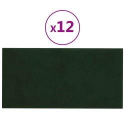 Tête de lit murale 12 pcs Vert foncé 30 x 15 cm Velours 553929553929