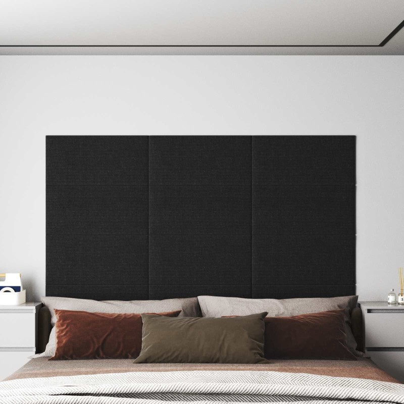 Tête de lit murale 12 pcs Noir 60 x 30 cm tissu 553940553940