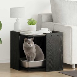 Enceinte pour bac à litière pour chat Chêne noir 553959553959