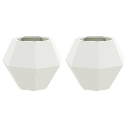 Jardinière 2 pcs Blanc 50 x 50 x 40 cm Acier 553960553960