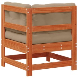 Canapé d'angle de jardin Bois de pin massif Brun cire 553999553999