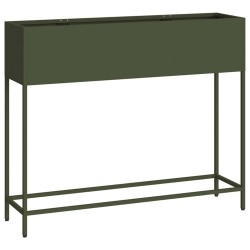 Bac de jardin surélevé Vert olive 100 x 26 x 82 cm Acier 554034554034