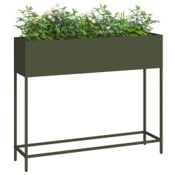 Bac de jardin surélevé Vert olive 100 x 26 x 82 cm Acier 554034554034