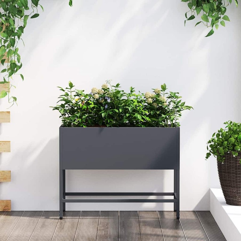Bac de jardin surélevé Anthracite 60 x 26 x 45 cm Acier 554035554035